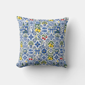 Mediterranean Lemon Blue Cushion