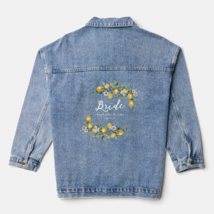 Mediterranean Lemon Blue Floral Bride Wedding Denim Jacket