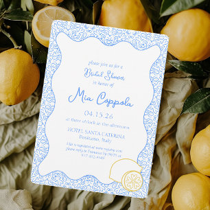 Mediterranean Lemon Blue Italian Bridal Shower Invitation