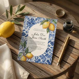 Mediterranean Lemon  Blue Tile Invitation