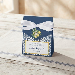 Mediterranean Lemon Blue Tile Wedding Favour Box