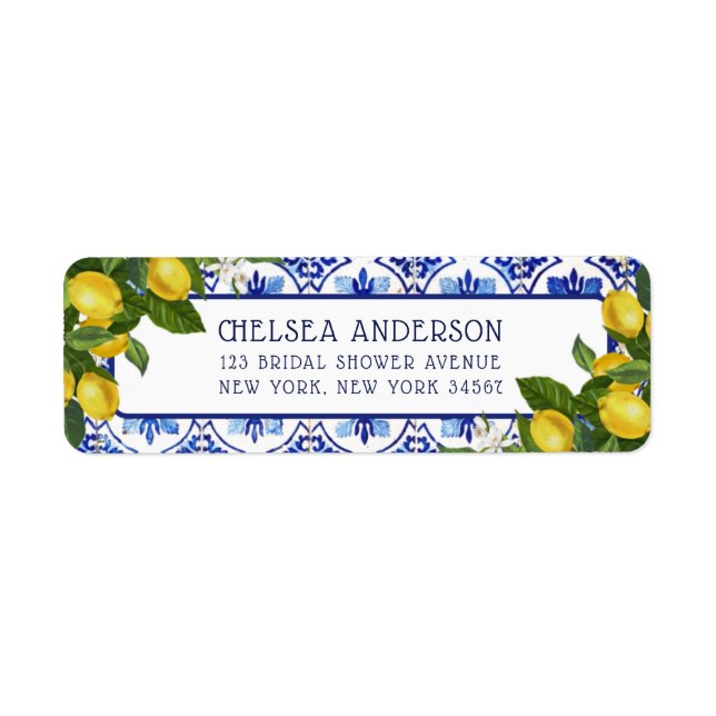 Mediterranean Lemon Blue Tiles Bridal Shower (Front)