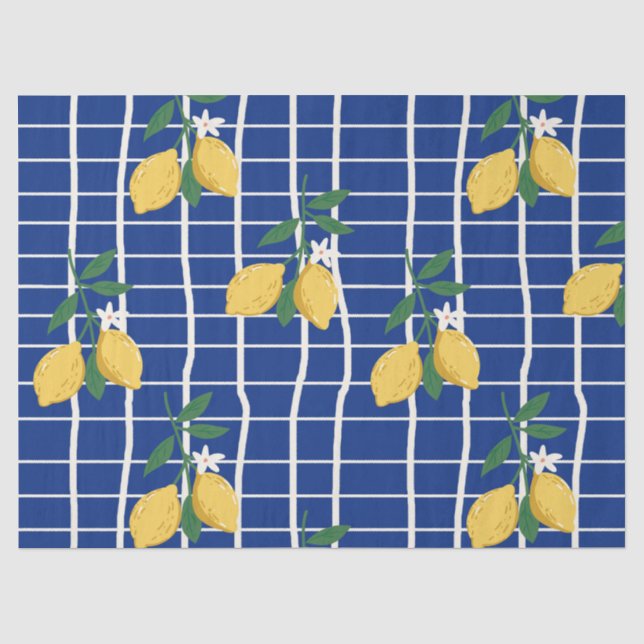Mediterranean Lemon Branch Pattern Tissue Paper (Front)