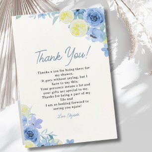 Mediterranean Lemon Bridal Party Thank You Card