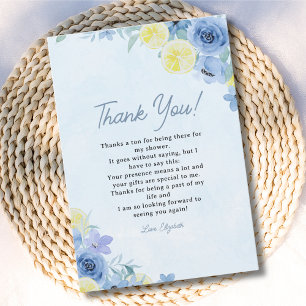 Mediterranean Lemon Bridal Party Thank You Card