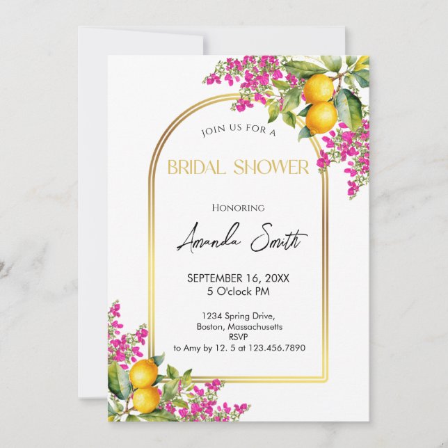 Mediterranean Lemon Bridal Shower Invitation (Front)
