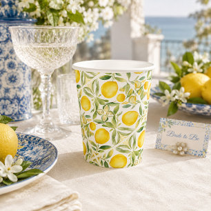 Mediterranean Lemon Bridal Shower Paper Cups