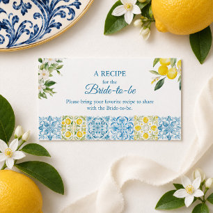Mediterranean Lemon Bridal Shower Recipe Enclosure Card
