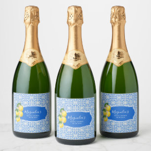 Mediterranean Lemon Bridal Shower Sparkling Wine Label