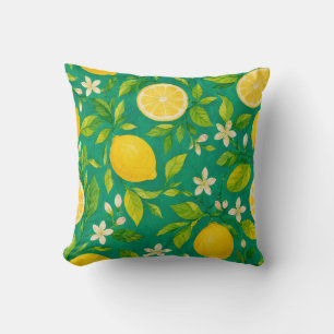 Mediterranean Lemon Citrus Seamless Pattern Cushion