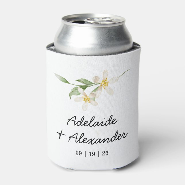 Mediterranean Lemon Citrus Wedding Can Cooler (Can Front)