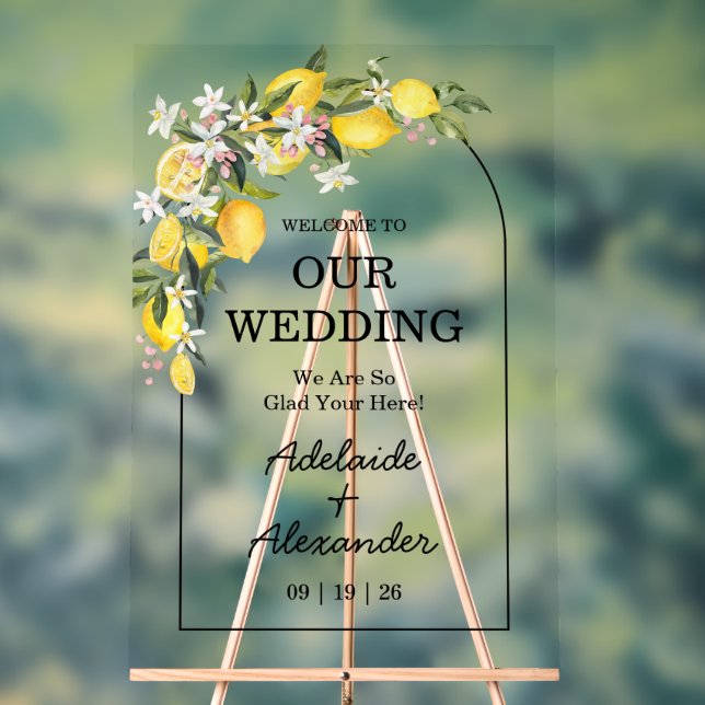 Mediterranean Lemon Citrus Wedding Collection Acrylic Sign (Neutral)
