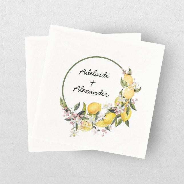 Mediterranean Lemon Citrus Wedding Collection Napkin (Creator Uploaded)