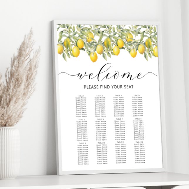 Mediterranean Lemon Citrus Wedding Seating Chart (Creator Uploaded)