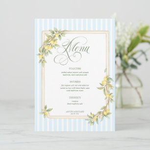 Mediterranean Lemon Coastal Stripe Wedding Menu