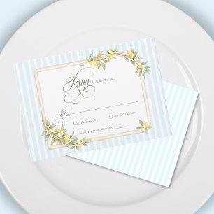 Mediterranean Lemon Coastal Stripe Wedding RSVP Card