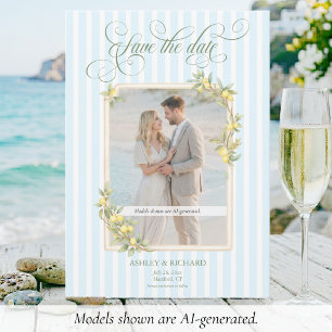 Mediterranean Lemon Coastal Wedding Photo Save The Date