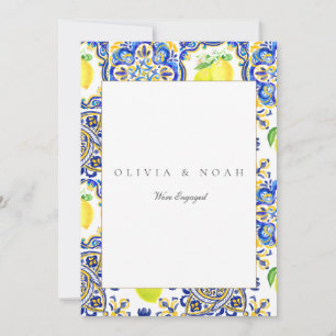 Mediterranean Lemon Engagement Announcement Card