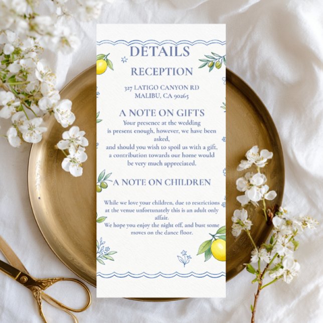 Mediterranean Lemon Floral Information Design Enclosure Card (Creator Uploaded)