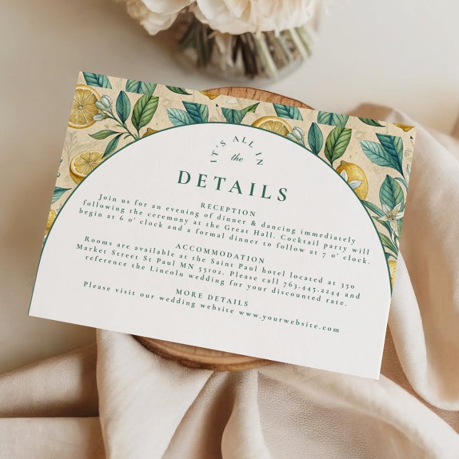 Mediterranean Lemon Garden Wedding Enclosure Card (Creator Uploaded)