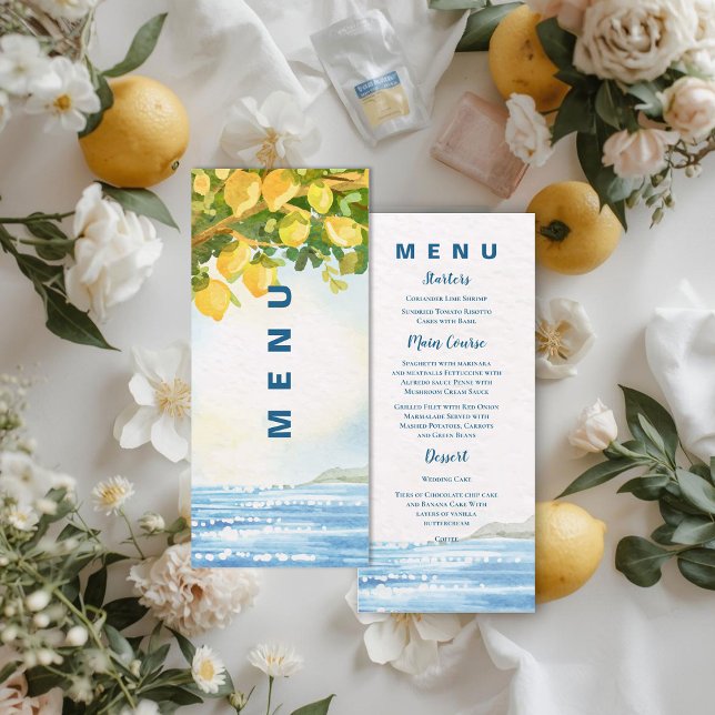 Mediterranean Lemon Grove Coastal Wedding Dinner  Menu (Mediterranean Lemon Grove Coastal Wedding Dinner Menu)