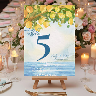 Mediterranean Lemon Grove Wedding Table Number