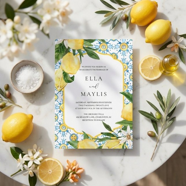 Mediterranean Lemon | Italian Amalfi Wedding Invitation (Creator Uploaded)