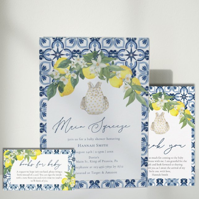 Mediterranean Lemon Main Squeeze Baby Shower Invitation (Creator Uploaded)