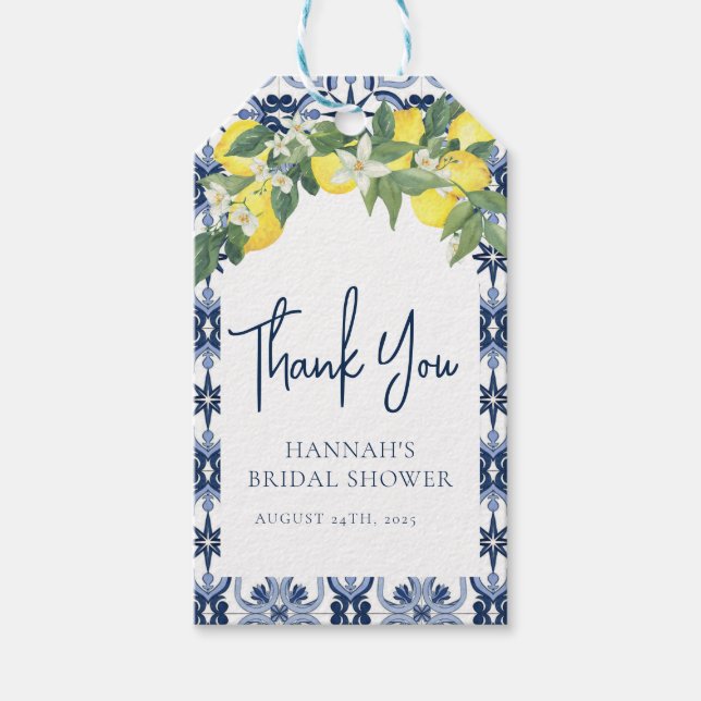 Mediterranean Lemon Main Squeeze Bridal Favour Tag (Front)