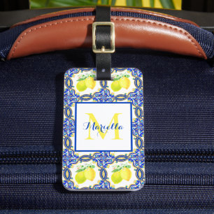 Mediterranean Lemon Monogram Personalised Luggage Tag