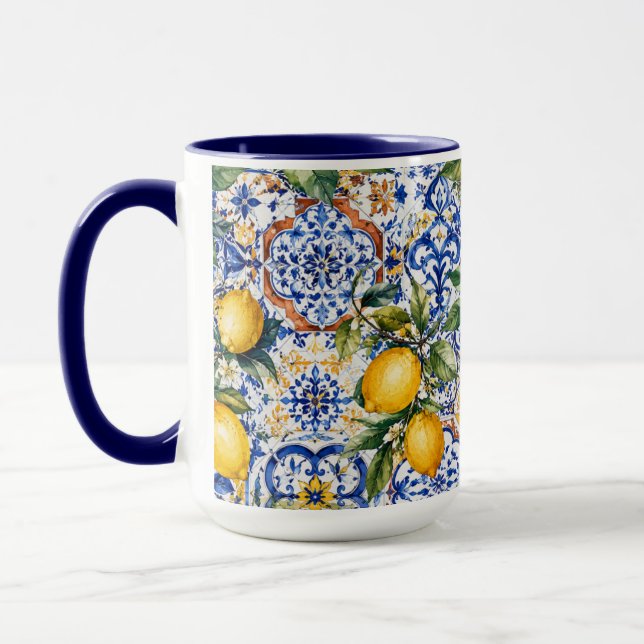 Mediterranean Lemon Morning Coffee Mug Aesthetic (Left)