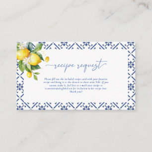 Mediterranean Lemon Recipe Request Bridal Shower Enclosure Card