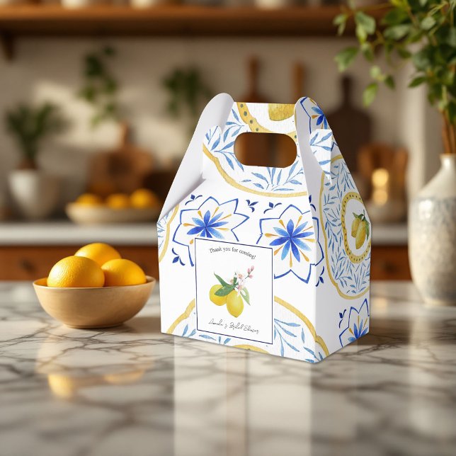 Mediterranean Lemon-Themed Wedding/Bridal Shower Favour Box (Mediterranean Lemon-Themed Wedding/Bridal Shower Favor Boxes)