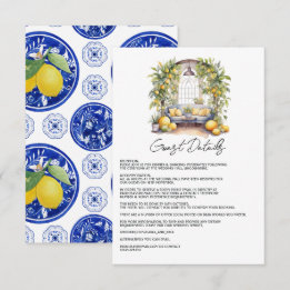 Mediterranean Lemon-Themed Wedding Guest Details Enclosure Card