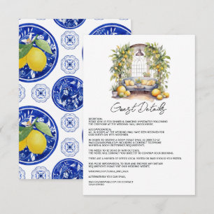 Mediterranean Lemon-Themed Wedding Guest Details Enclosure Card