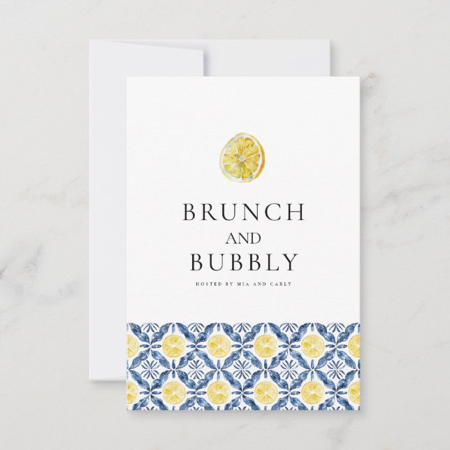 Mediterranean Lemon Tile Bridal Shower Card (Front)
