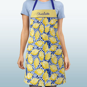 Mediterranean Lemon Tile Citrus Personalised Apron