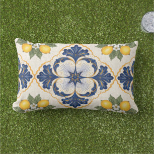 Mediterranean Lemon Tile Italian Talavera Lumbar Cushion