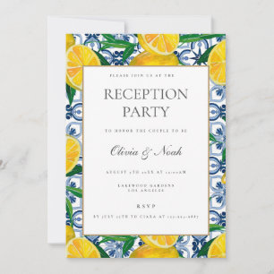 Mediterranean Lemon Tile Reception Invitation Card