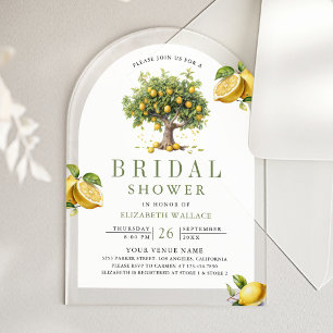 Mediterranean Lemon Tree Arch Bridal Shower Acrylic Invitations