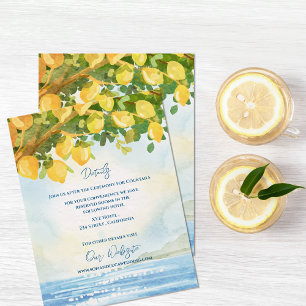 Mediterranean Lemon Watercolor Wedding Details Enclosure Card