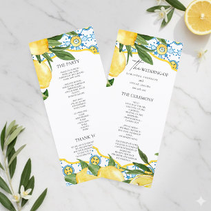 Mediterranean Lemon Wedding Ceremony Program   Menu