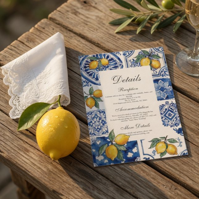 Mediterranean Lemon Wedding Details Card  (Creator Uploaded)