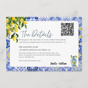 Mediterranean Lemon Wedding Details QR Code Enclosure Card