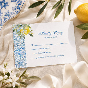 Mediterranean Lemon Wedding RSVP Card