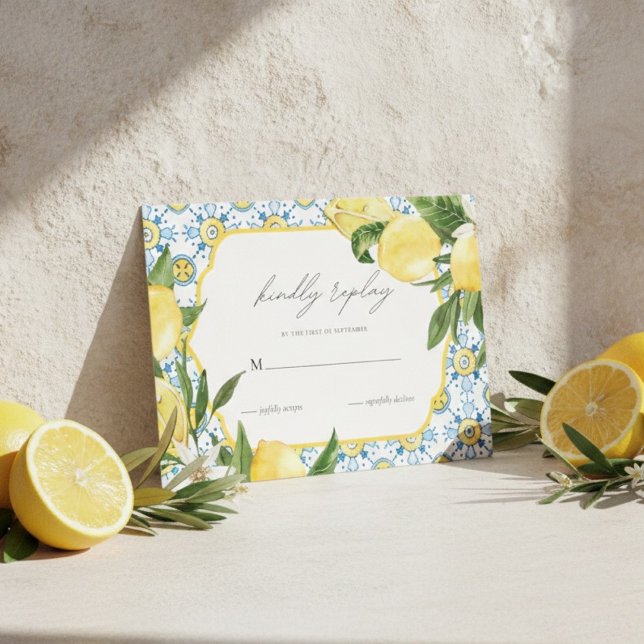 Mediterranean Lemon Wedding RSVP Card (Creator Uploaded)