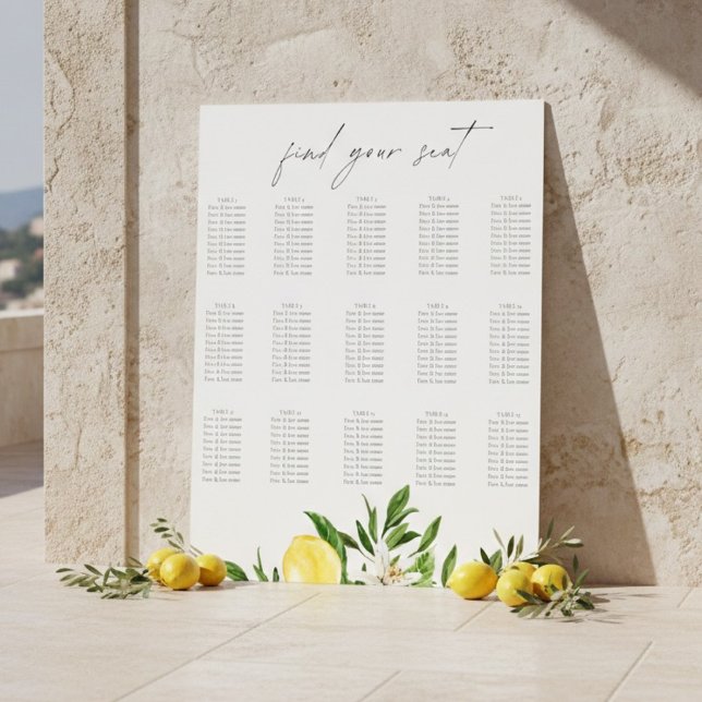 Mediterranean Lemon Wedding Seating Chart  (Creator Uploaded)