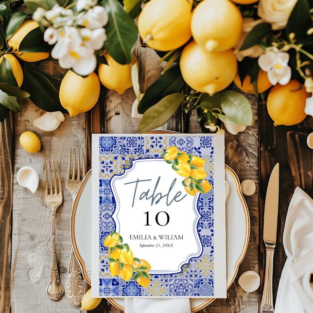 Mediterranean Lemon Wedding Table Number (Creator Uploaded)