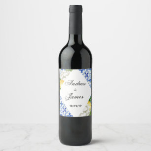 Mediterranean Lemon Wedding Wine Label