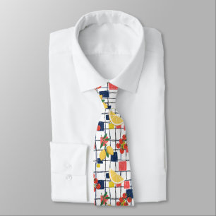 Mediterranean Lemons and Tomatoes Plaid Tie